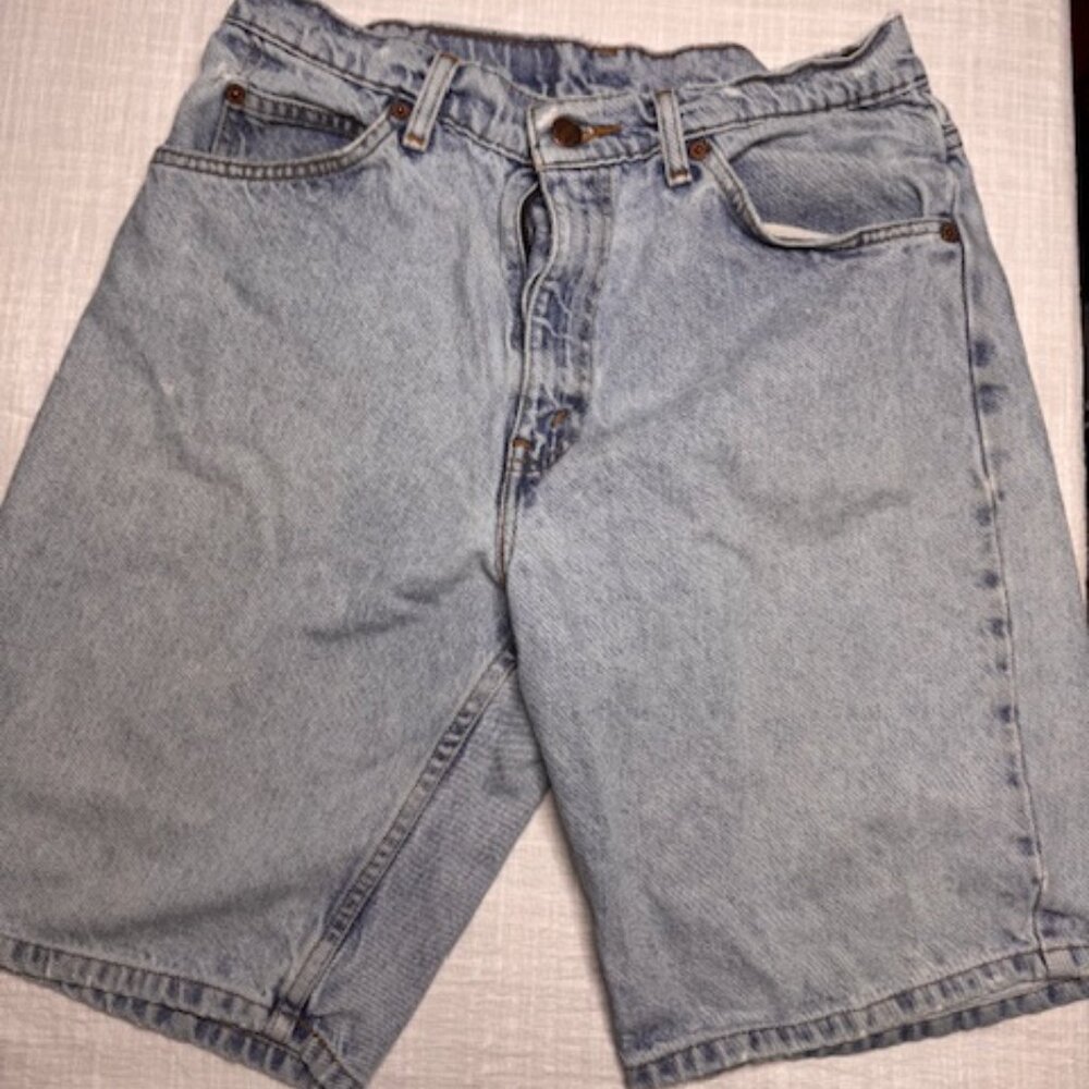 Vintage Levis 550 Denim Shorts Mens 31 Jean Light Blue Orange Tab 90s Relaxed